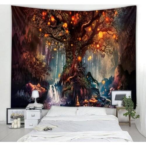 Nordic INS style woods starry sky scenery decorative wall tapestry art deco blanket curtain hanging at home bedroom living room