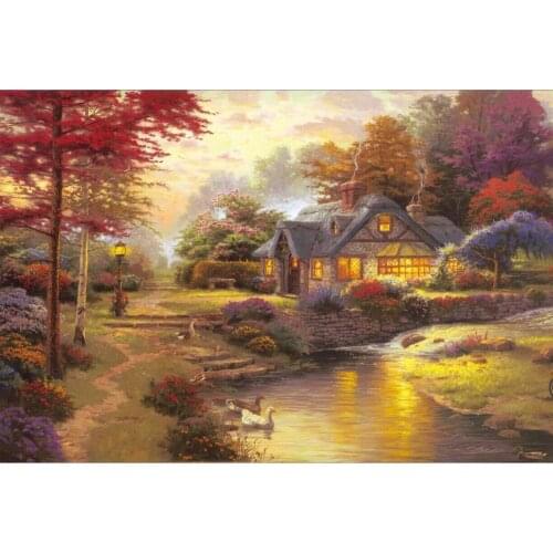 Cottage in dusk The wooden puzzle 1000 pieces ersion jigsaw puzzle white card adult childrens educational toys