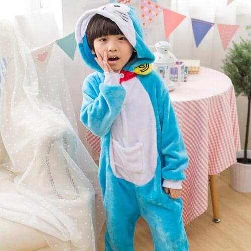 Kids Boy Girl Halloween Homecoming Party Costume Animal Anime Doraemon Cosplay Costume Zipper Hoodie Onesie Pajama