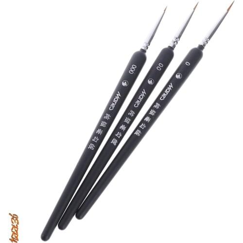 Hot Sale 0/00/000 Miniature Paint Wolf Brush Professional Paint Art Gouache Brush Gouache Watercolor Sketch Line Pen Black