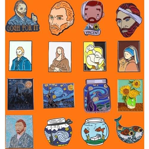 Painter Van Gogh Enamel Pins Creativ Funny Arts Metal Cartoon Brooch Backpack Hat Bag Collar Lapel Badges Women Fashion Jewelry