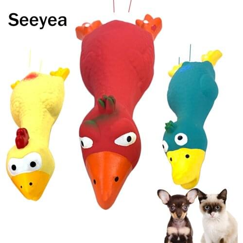 Natural Rubber Dog Toy Chicken Pet Latex Vocal Screaming Toys Cat Bite Vocal Bird Squeak Chew Duck Puppy Chew Toy Tooth Cleaning