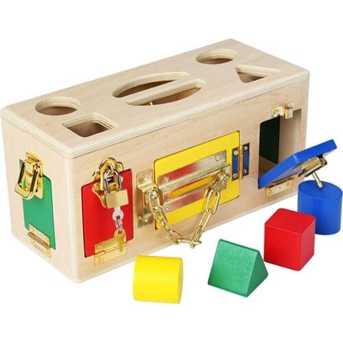 Montessori Toys For Kids DIY Colorful Lock Box Wooden Early Educational Toys
