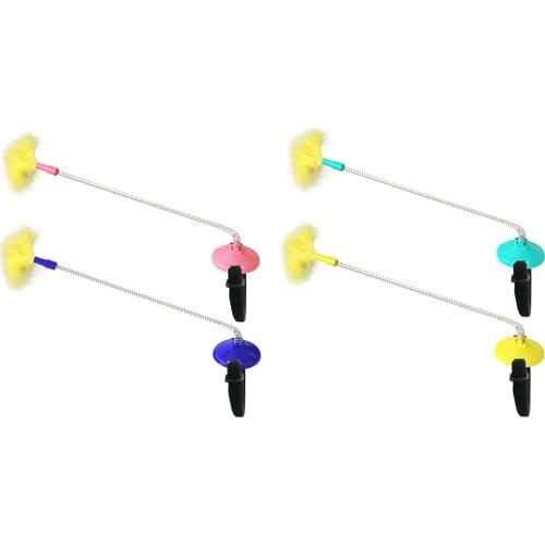 Interactive Cat Feather Toy Cat Wand Toy Exercise Toy Wand Teaser Toy for Cat Exercising Training Chasing Playing Practicing