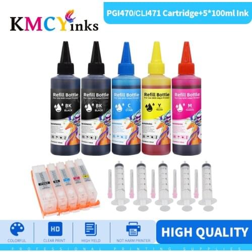 KMCYinks PGI 470 XL PGI-470 CLI-471 Refillable Ink Cartridge Refill Permanent Chip For canon PIXMA MG6840 MG5740 TS5040 TS6040
