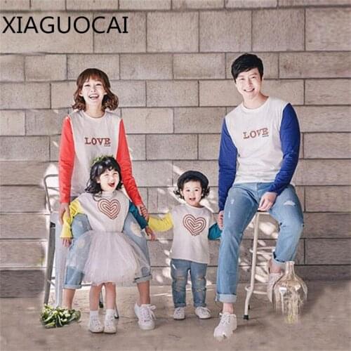 2018 High quality Family Matching Outfits father Mother Daughter son Sweater long sleeve pullover Family Cotton Clothes B44 10