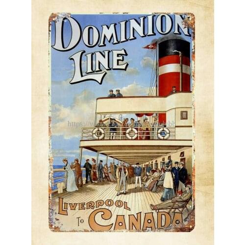 1904 Dominion Line Liverpool to Canada metal tin sign our home decor