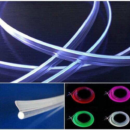 10M(L) soft Dia.3mm clear T-type Skirt Side Glow Fiber Optic Cable Car Pickup light DIY w/side ribbon Interior PMMA Mounting RGB