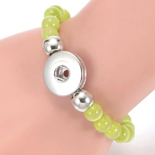 New arrivals Fashion Charm 18mm snap button bracelet high quality Light Green Opal Beaded Bracelet snap jewelry SZ0445