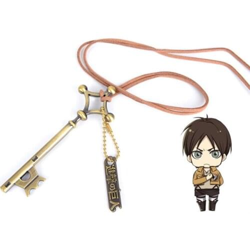 Anime Attack on Titan Necklace Cosplay Prop Eren Jaeger Basement Key Pendant Jewelry