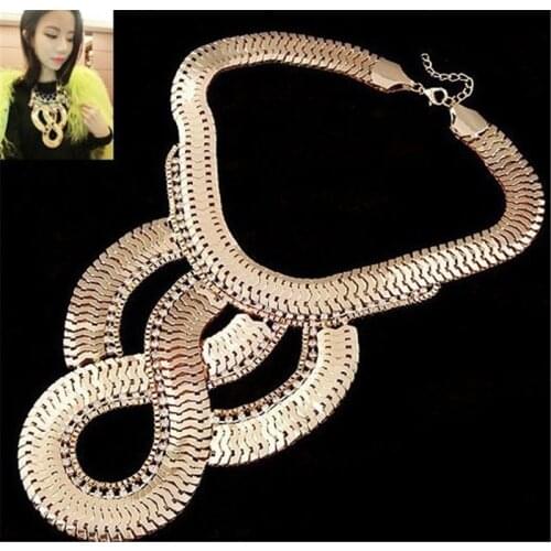 Popular Fashion Necklace Exaggerated Geometric Colorful Crystal Gems Flower Necklace scale weave simple temperament small