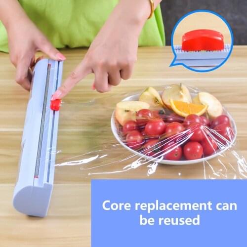 Cling Film Cutter Plastic Food Wrap Dispenser For Kitchen Adjustable Preservative Film Storage Box With Blade Home Organizer