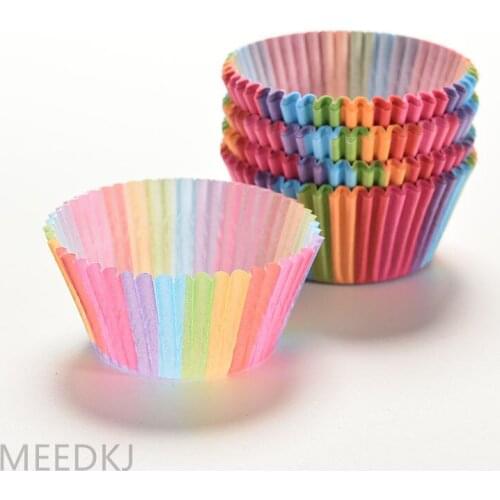 Rainbow rim Baking muffin cake paper cup Independent chocolate paper tray packaging