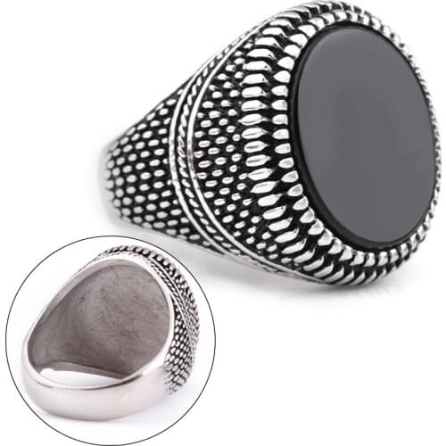 Luxury Round Black Crystal Wedding Rings for Women Men Vintage Silver Color Engagement Ring Boho Jewelry Anniversary Gifts