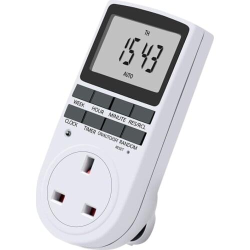 Hot-Uk Plug Digital Timer Plug Socket, Electrical Programmable Plug In Timer Switch For Light, B And More, With Large Lcd Displa