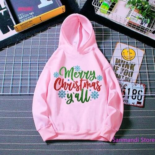 Merry Christmas Hoodie for Kids Winter Warm Velvet Fleece Cap Sweatshirt Boys Sport Clothes Girls Top Streetwear Teen Hoody Gift