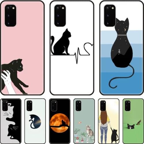 Lovely cat Phone cover hull For SamSung Galaxy S 8 9 10 20 21 Plus note 5G Lite Ultra Black Shell Cover