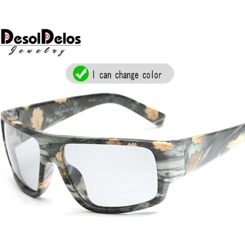 Photochromic Sunglasses Men Polarized Discoloration Goggles Male Anti Glare Driving Glasses Brand Design Eyewear DesolDelos