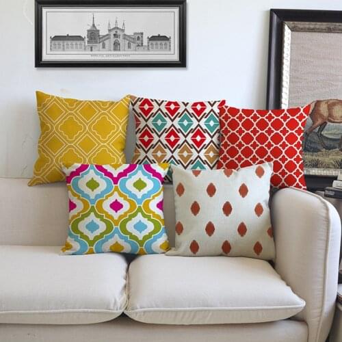 Spiral Diamond Geometrics Decorative Pillows Stripes Yellow Cushion Cover Cotton Linen Home Decoration Sofa Pillow Case