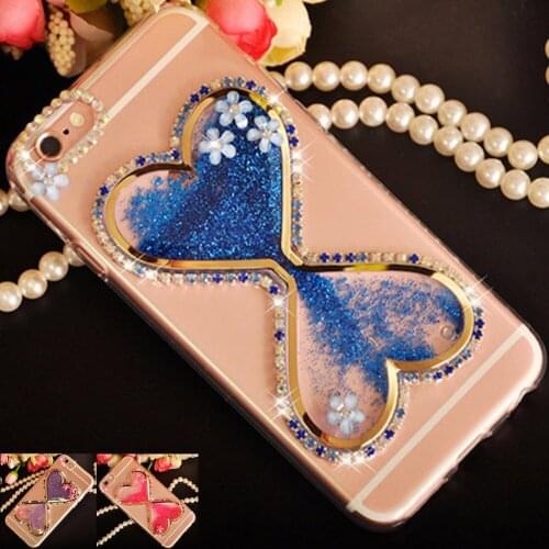 Sunjolly Phone Case for Huawei P8 Lite 2017 Quicksand Bling Rhinestone Flower Cover coque for Huawei P9 Lite 2017 /Plus/Mini