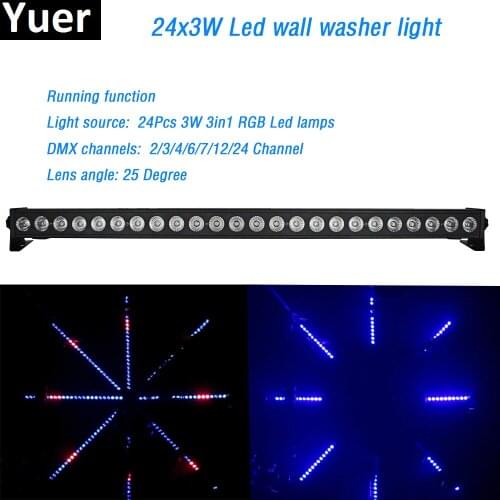 Led Wall Washer Bar 24x3W RGB 3in1 Led Light Bar Running Horse Function dmx DJ Disco Party Show Effect professional stage lights
