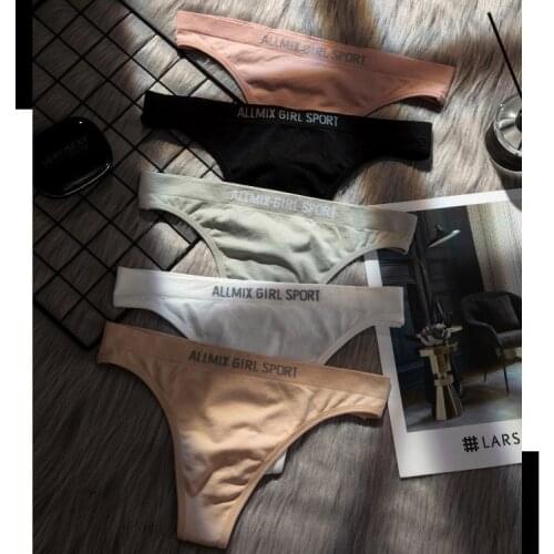 Warm Color Women Panties Cotton Thong G String Letters Low Waist Panty Women Briefs Underpants Girls Fitness Underwear