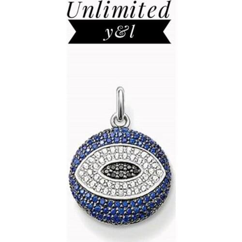 Turkish Evil Eye Pendants Blue Cubic Zirconia Silver Fashion Jewelry DIY Necklaces Accessories for Women and Men Gifts
