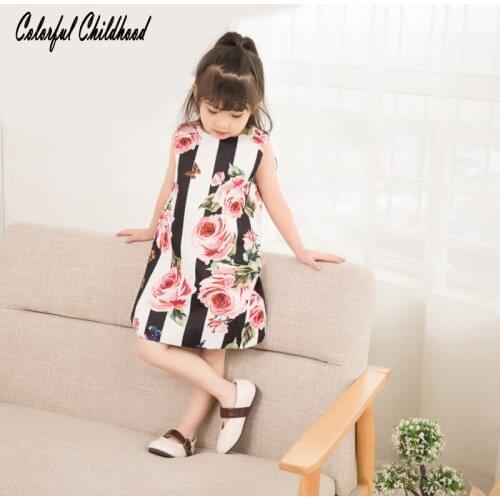 Girls Spring Dress Toddler kids royal floral print pattern Infant Party Dress Girl Cotton Kids Vest Dresses Children Clothes