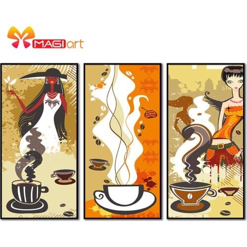 Cross stitch kits Embroidery needlework sets 11CT water soluble canvas patterns 14CT Abstract painting Coffee Art-NCMS021
