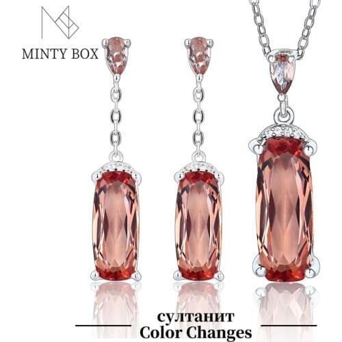 Top Quality Zultanite изменение цвета Solid Silver Jewelry Set for Women Wedding Engagement Jewelry Zultanite Diaspore