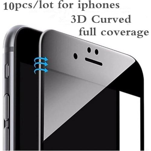10Pcs 3D Curved Soft Edge Tempered Glass For iPhone 7 8 6 6s Plus Phone Screen Protector Film For iPhone X XR XS 11Pro Max Case