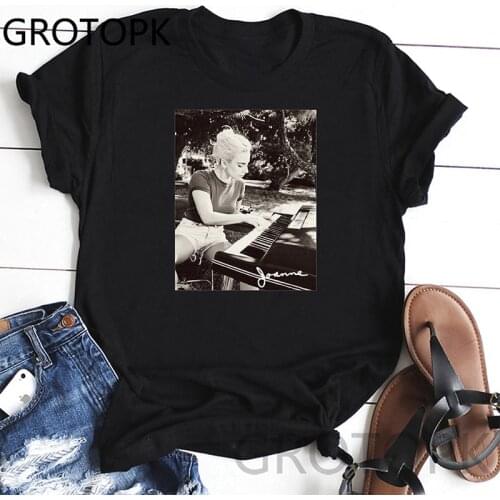 Lady Gaga Womens Joanne Piano Photo Vintage T Shirts Women Tee Fashion T-Shirts Large Clothing Tshirt