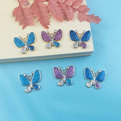 10pcs/lot Gold Plated Enamel Crystal Butterfly Charms Pendants for Jewelry Making DIY Handmade Craft Accessories 19*22mm
