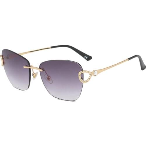 2021 Metal Rimless Sunglasses Women Retro Oversized Square Sun Glasses Fashion Half Metal Frame Streetwear Eyewear 50084