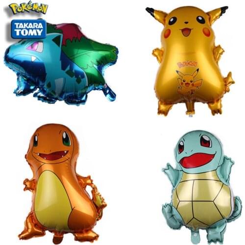 4pcs/set of Pokemon balloon birthday party decoration items Pikachu Bulbasaur Charmander Squirtle theme party balloon gift