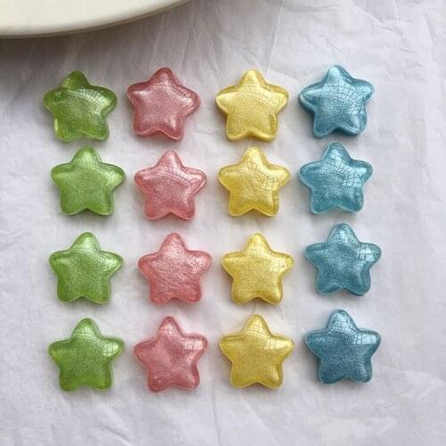 New style 50pcs/lot 19mm glitter decoration color print geometry stars shape flatback beads diy jewelry earring accessory