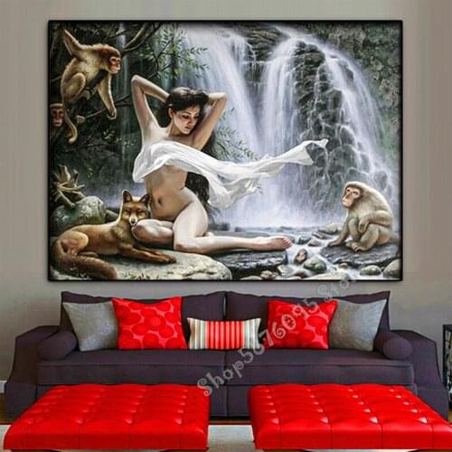 DIY Diamond Painting nake women monkey Cross Stitch 5D Diamond Embroidery Full Diamond Mosaic Needlework Crafts Painting TT3580