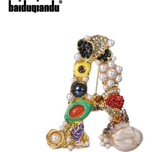 Baiduqiandu Beautiful Letters Design Brooches with Simulated Pearls Clothing Accessories Pins Jewelry Gifts
