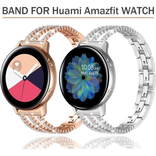 Stainless Steel Strap for Huami Amazfit GTR 2 47mm 42mm Diamond Band for Amazfit Stratos/GTS 2 Bip S Watchband Bracelet 20/22mm