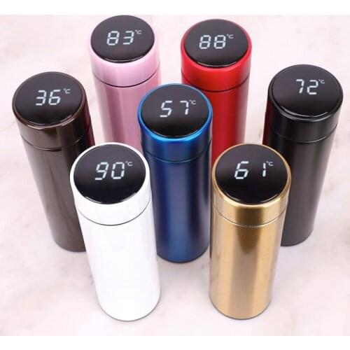 500ml Intelligent LED temperature display hot water bottles touch screen stainless steel vacuum cup customize logo