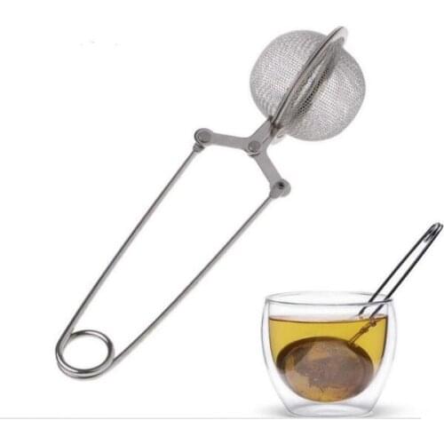 Tea Infuser 304 Stainless Steel Sphere Mesh Tea Strainer Coffee Herb Spice Filter Diffuser Handle Tea Ball Top Quality