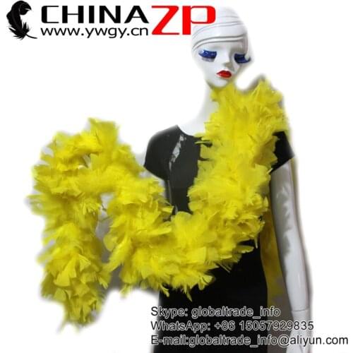CHINAZP Feathers Factory Retail Premium Handpicked 2 Yards Yellow Chandelle Flat Feather Boa 150 Gram Wholesale Dance Costumes