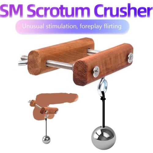 Wooden Scrotum Pendant Male Chastity Device Cock Ring BDSM Sex Toys for Men Weight Ball Stretcher SM Torture Crusher Labia Clamp