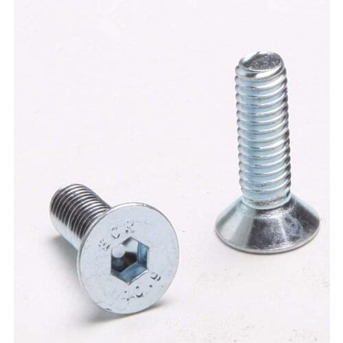 DIN8879 10.9 Countersunk Head Inner Six Angle Bolt Galvanized Flat Countersunk Head Screws Six Angle M8*10/12/16... 70mm