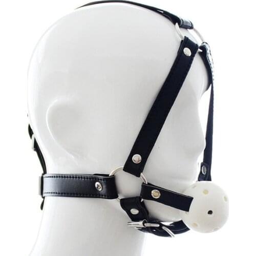 Erotic Ball Gag PU Leather Head Harness Open Mouth Drool Slave Gag for Bondage Adult Games Sex Toys for Couples Sex Products