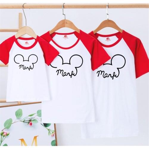 Harajuku Kawaii T Shirt Women Disney Mickey Head Men Tshirt Cotton Cartoon Children T-shirt Cute Anime Famliy Look Top Dropship