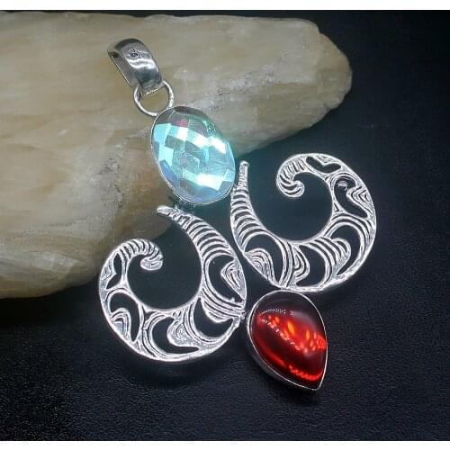 Gemstonefactory Jewelry Big Promotion 925 Silver Dashing Vintage Fashion Colorful Topaz Women Ladies Gifts Necklace Pendant 1276