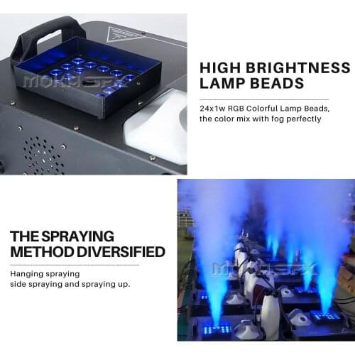 1500W smoke Machine 24 led RGB lamps powerful fogger machine,Halloween Fog Machine with Wireless Remote
