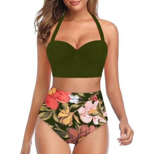 2020 Hot Sale Women Swimwear Set Ladies High-Waisted Swimming Set Summer Beach Holiday Bathing Suit Maillot De Bain Femme