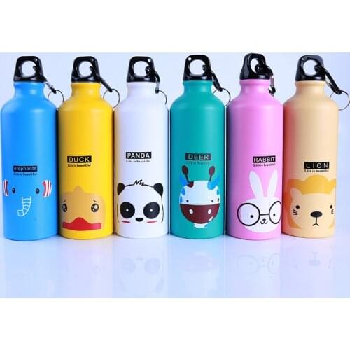 Hot Water Bottle 500ML Cute Cartoon Pattern Aluminum / Wheatstraw Drinking Outdoor Exercise Travel Sports Bottles Portable